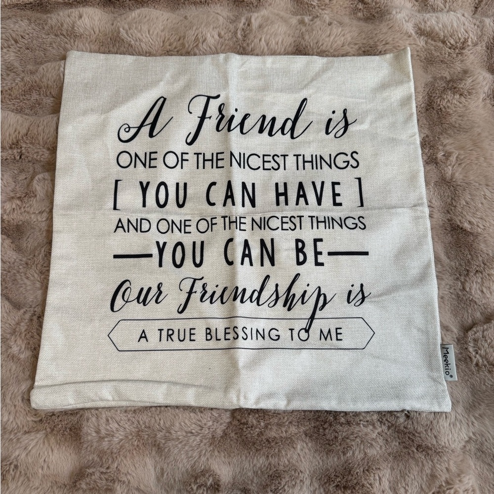 New Friendship Quote Pillow Cover - Cream